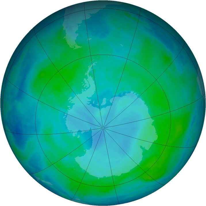 Antarctic ozone map for 28 January 2000